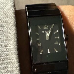 Rado Sleek Black Enamel Women’s Watch sized to 6.5 inches - new battery